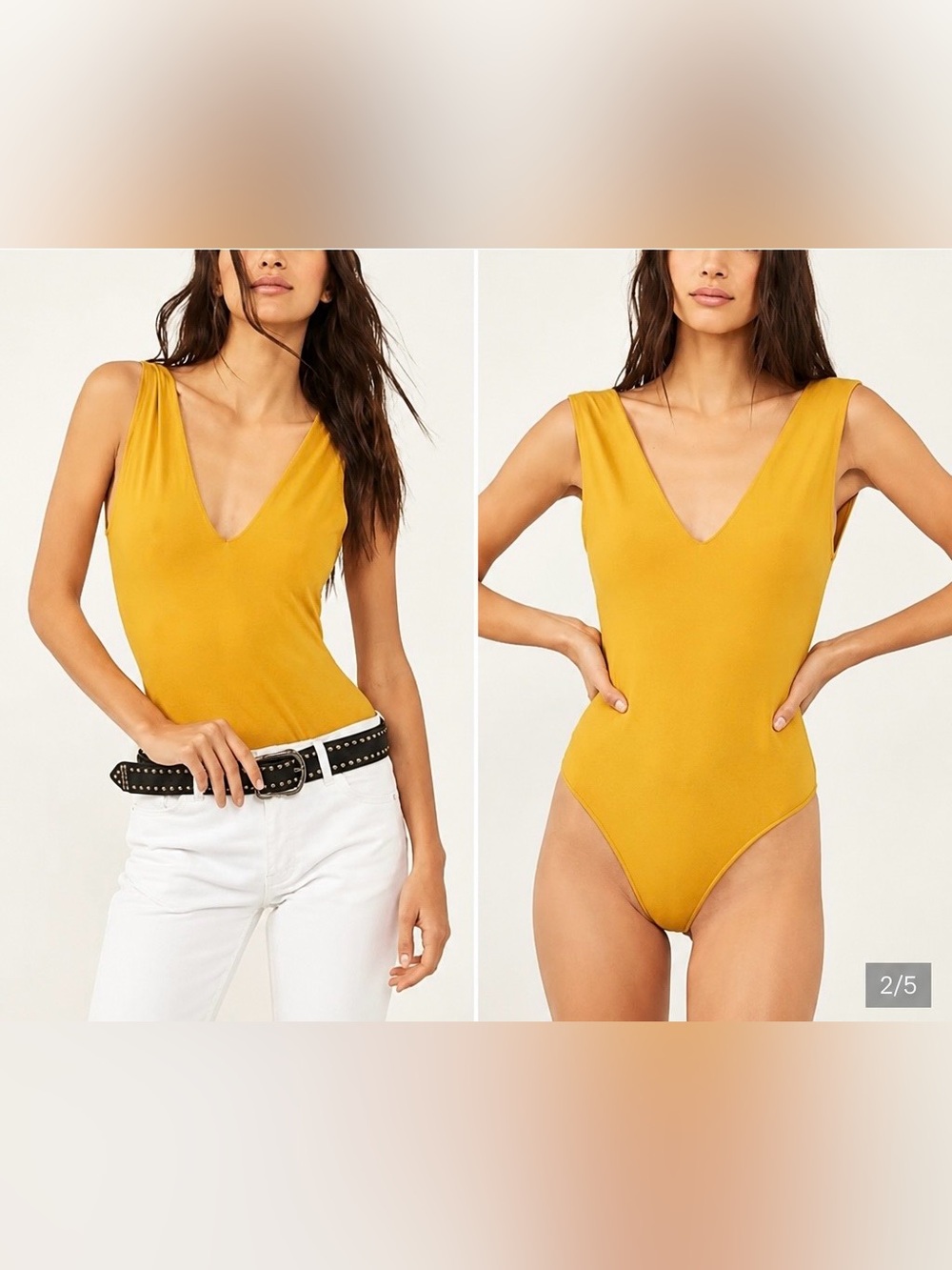 Free People Keep It Sleek Marigold Bodysuit